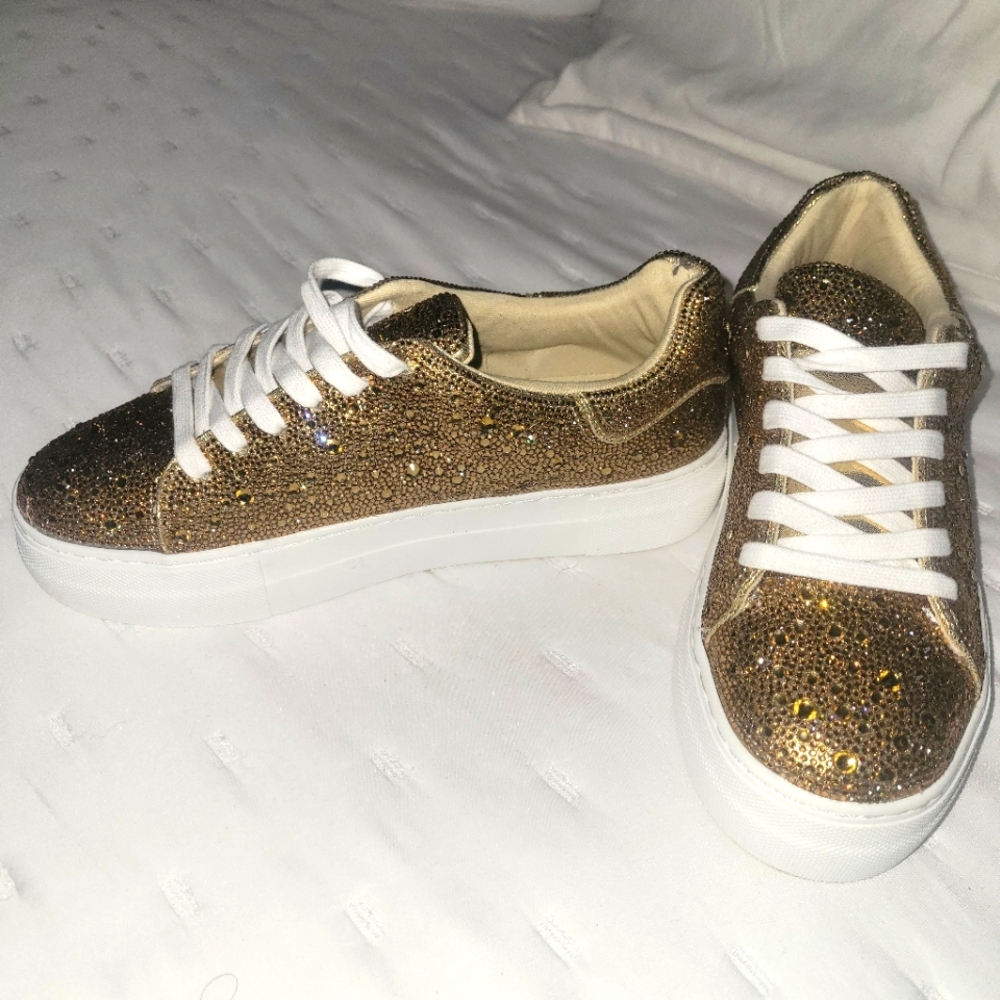 Betsey Johnson Women's Sidny Sneaker gold color